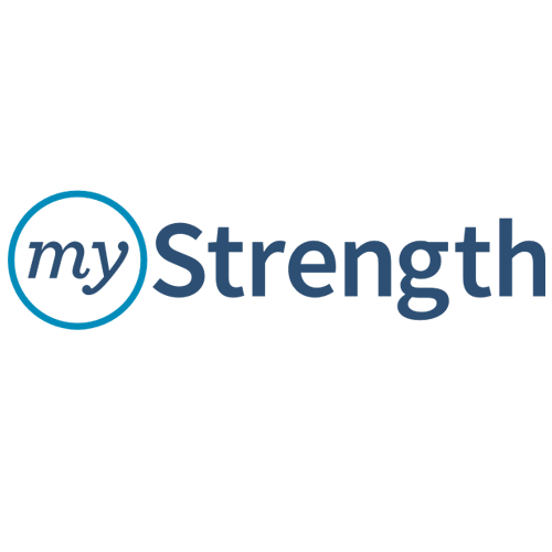myStrength logo with "my" in a blue circle and "Strength" in bold text.