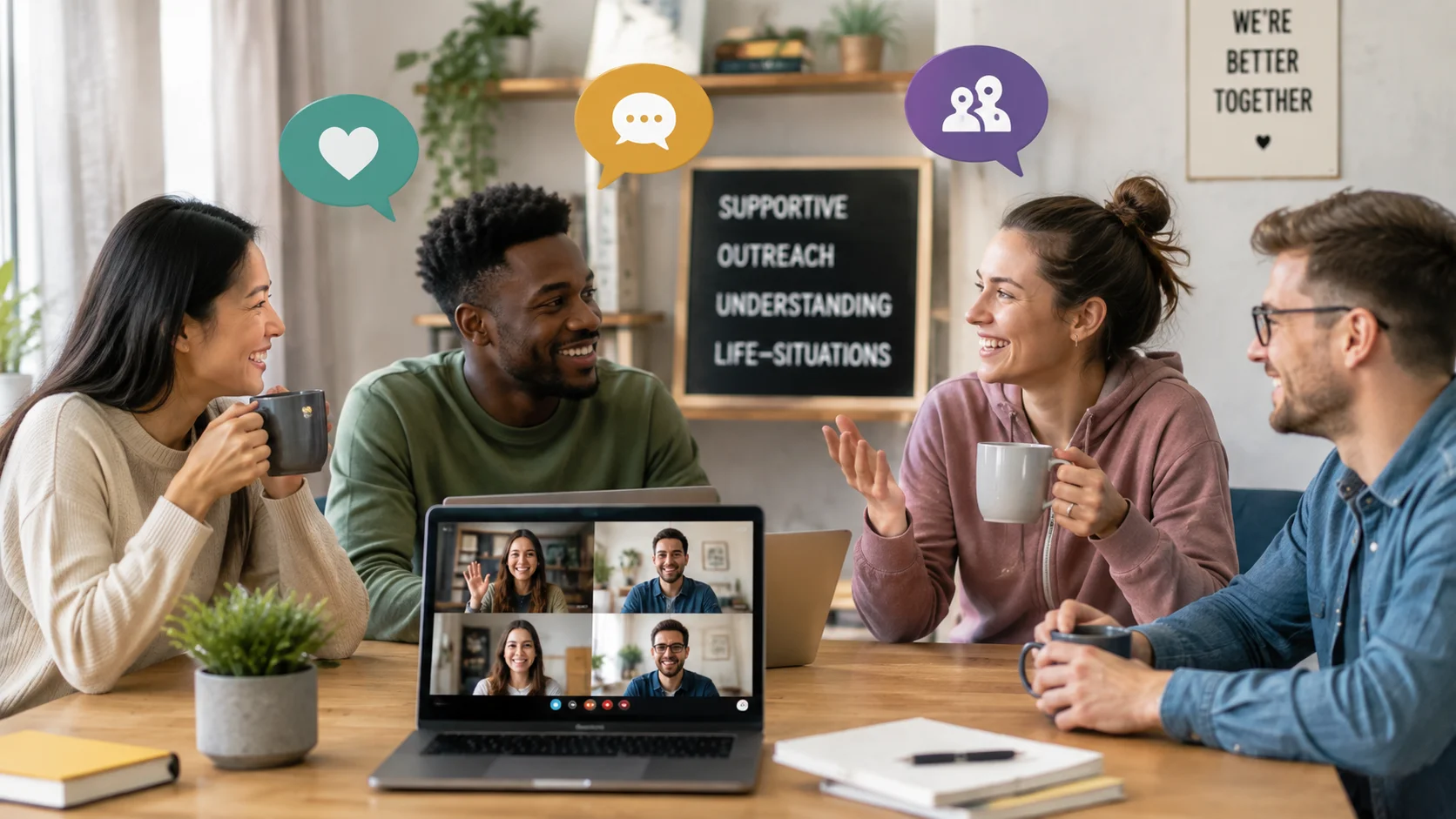 A resident smiling in a supportive home setting